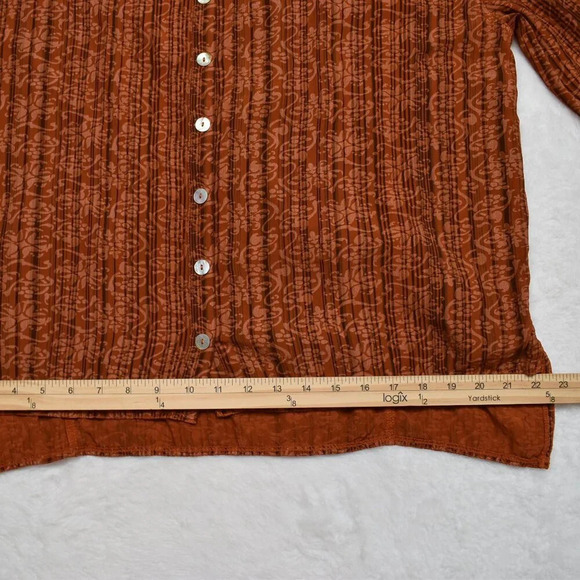 UNO Danmark Floral Blouse Button Down Sz O/S Drawstring Back Boho Cottagecore - Picture 13 of 16